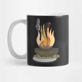 female silhouette design holding three skulls in hands Mug